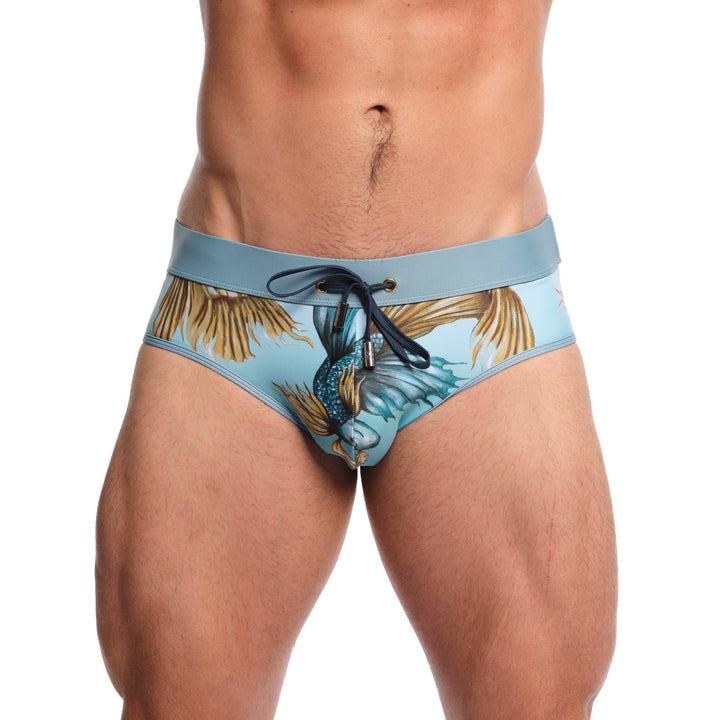 Fighting Fish Blue Swim Brief