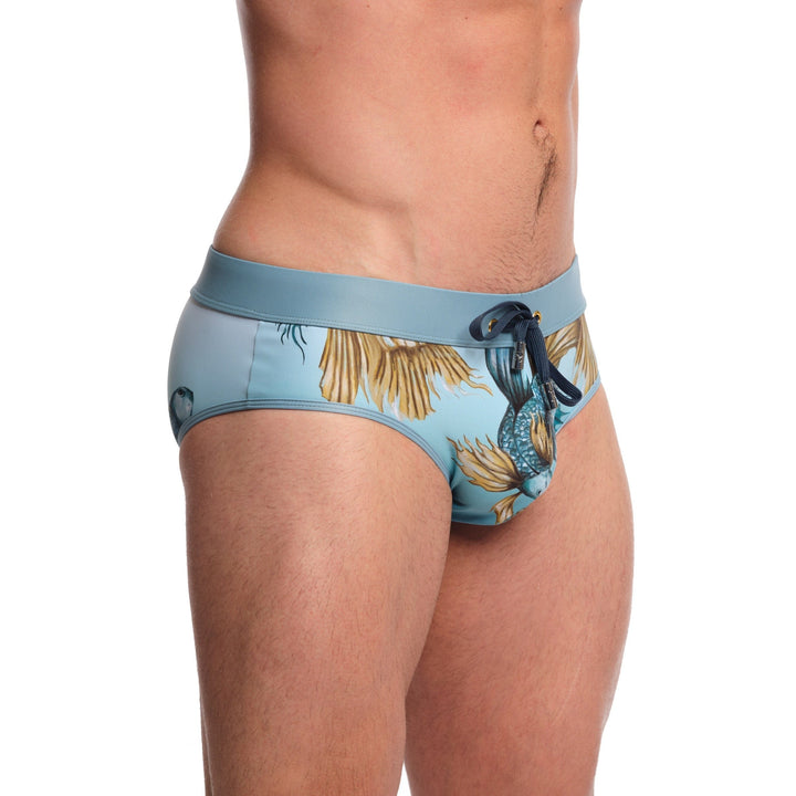 Fighting Fish Blue Swim Brief