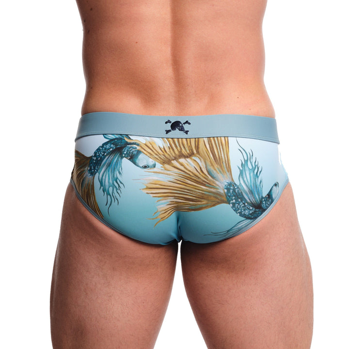 Fighting Fish Blue Swim Brief