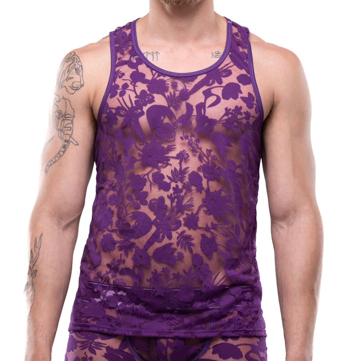 Dutch Floral Burnout Tank Purple