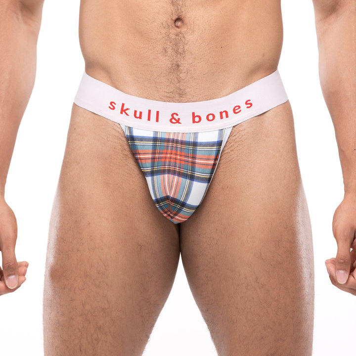 Tartan Plaid Thong White