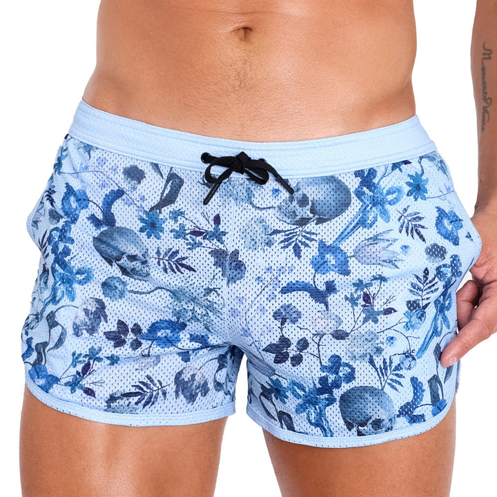 Hand Painted Dutch Floral Mesh Short Sky