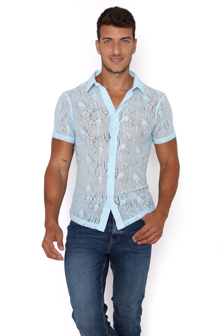 Skull & Bones Burnout Shirt Sky