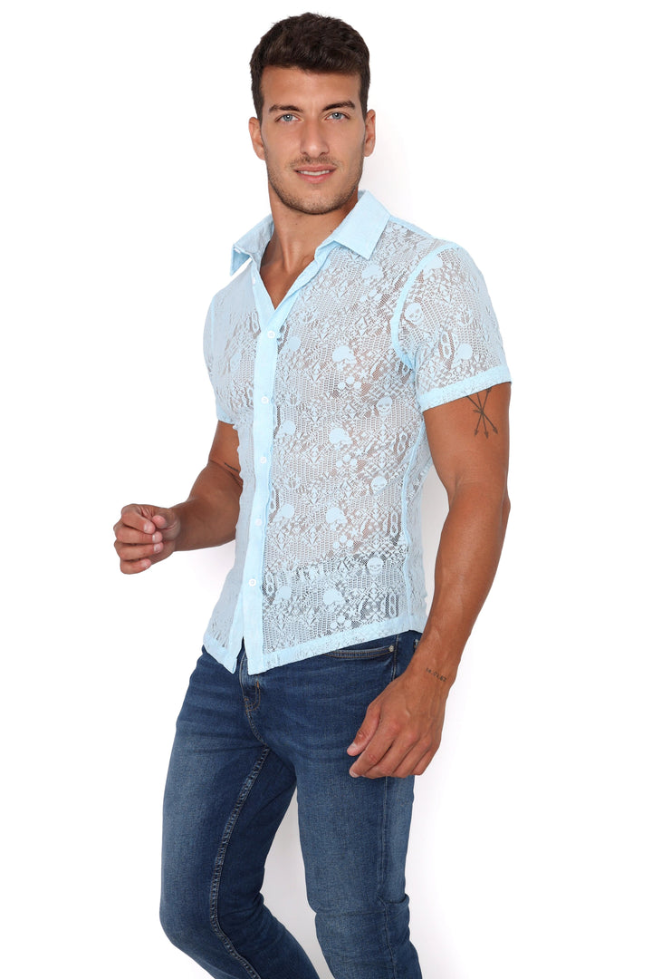 Skull & Bones Burnout Shirt Sky