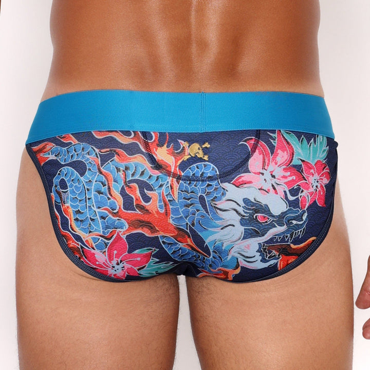 Fire Breathing Dragon Sport Brief Blue