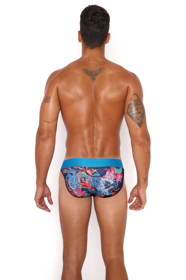 Fire Breathing Dragon Sport Brief Blue