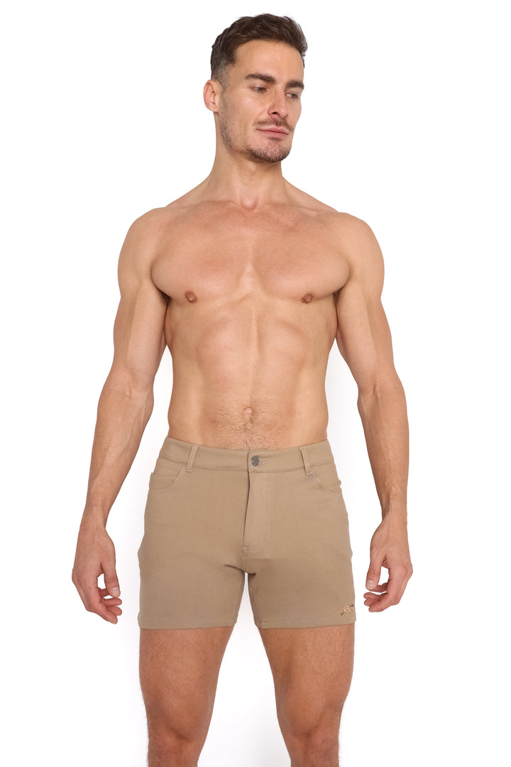 Logo Knit Stretch Short Tan