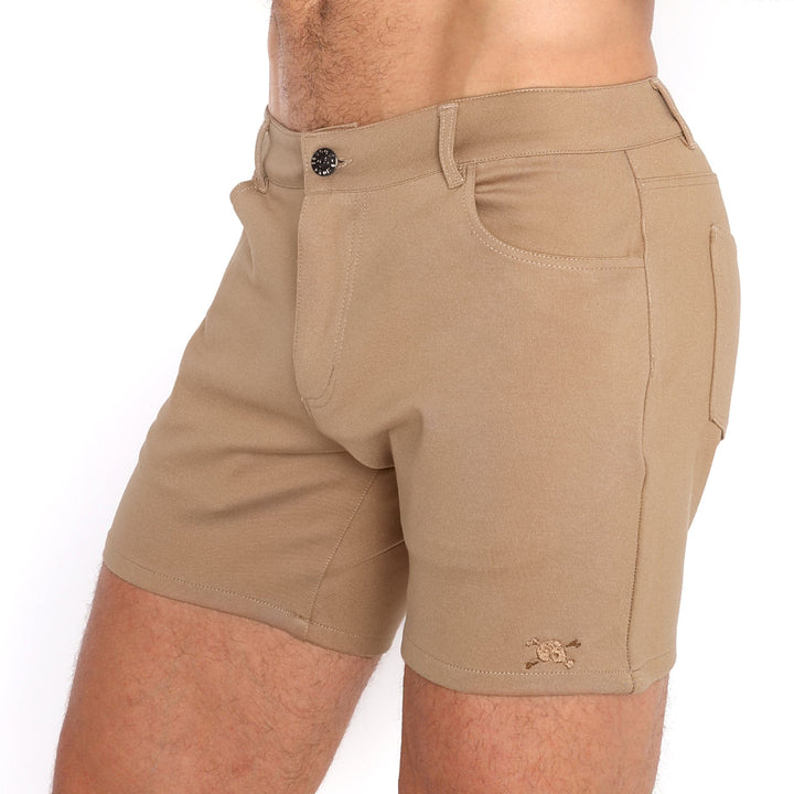 Logo Knit Stretch Short Tan