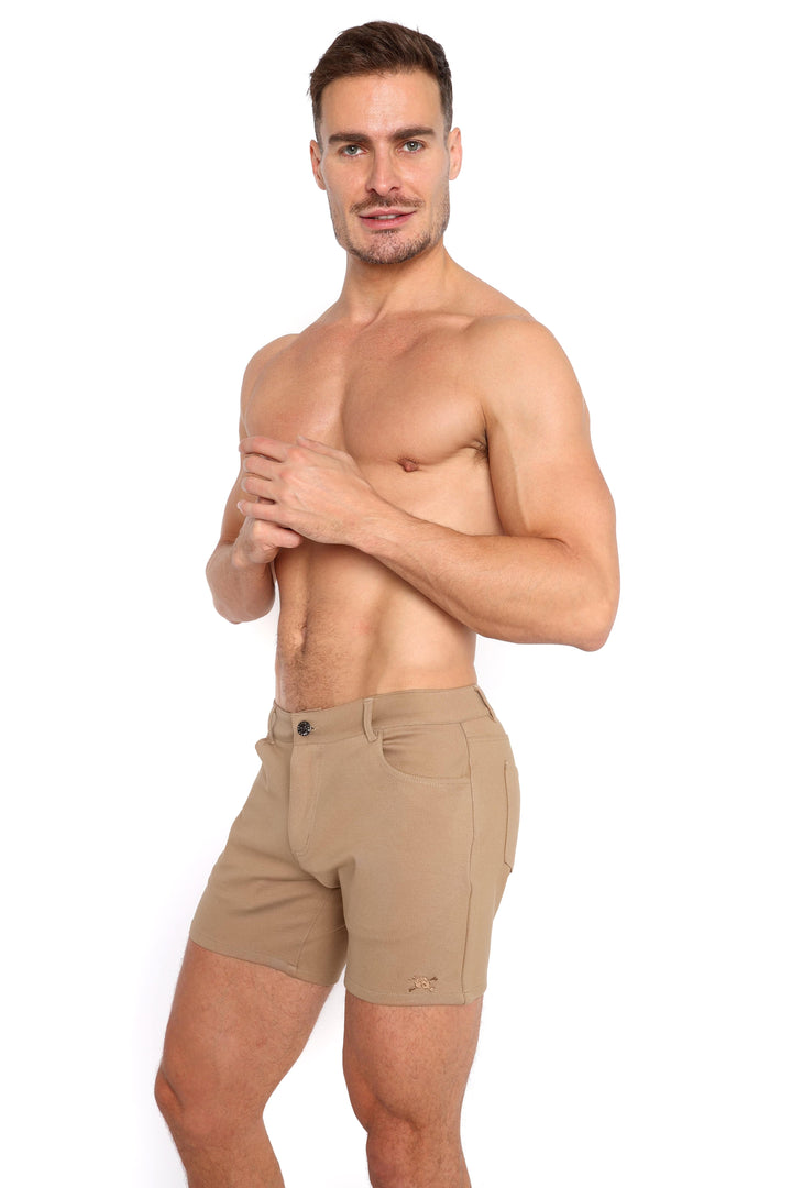 Logo Knit Stretch Short Tan