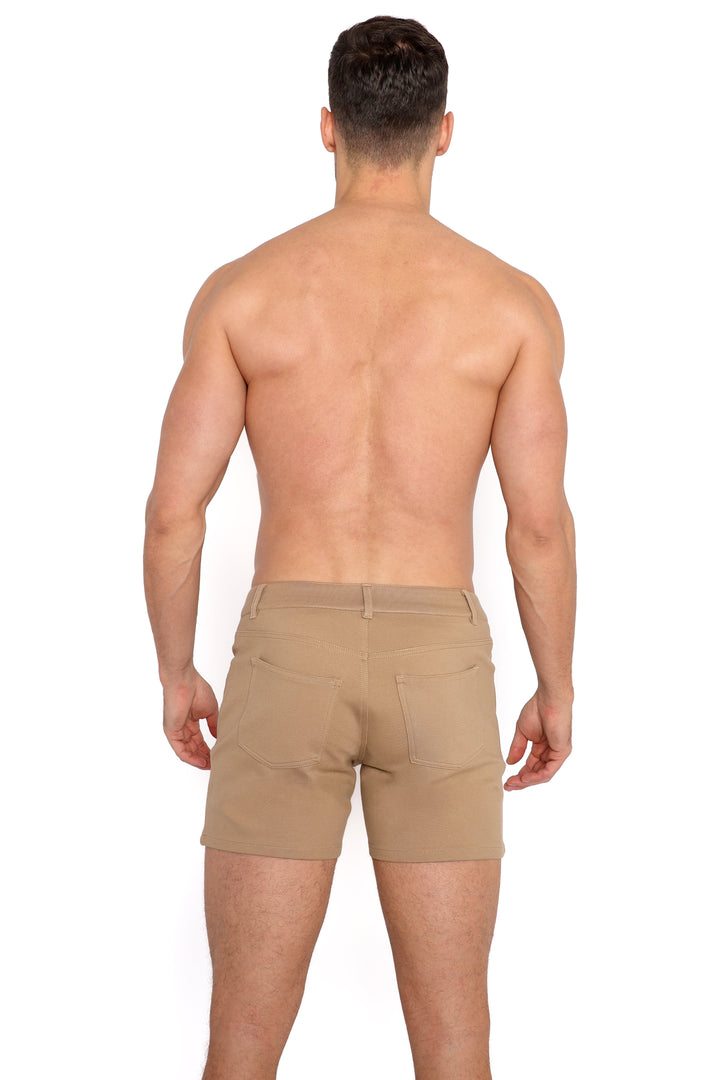 Logo Knit Stretch Short Tan