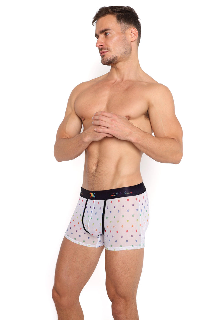 Pride Ditsy Skull White Sheer Mesh Trunk