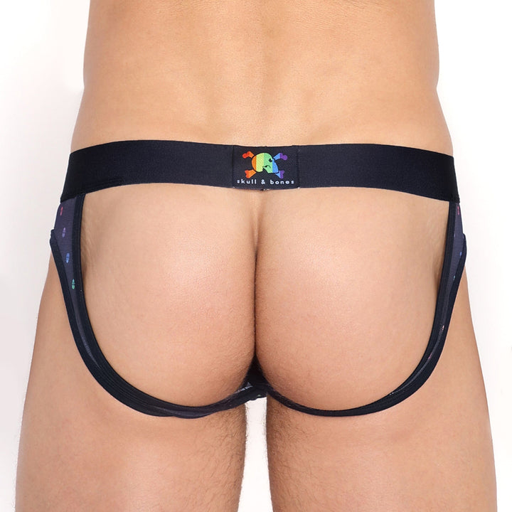 Pride Ditsy Skull Black Sheer Mesh Y-Jock