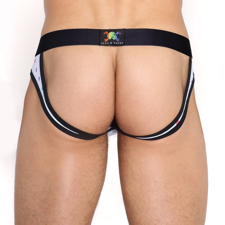 Pride Ditsy Skull White Sheer Mesh Y-Jock