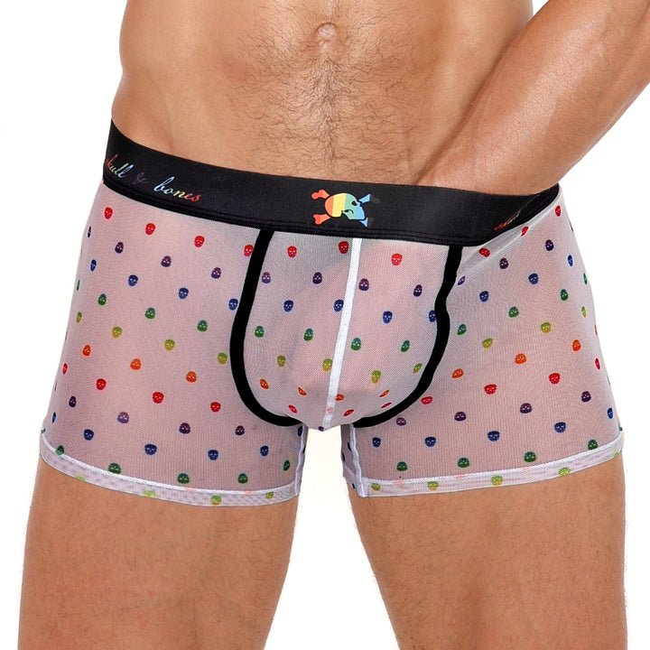 Pride Ditsy Skull White Sheer Mesh Trunk
