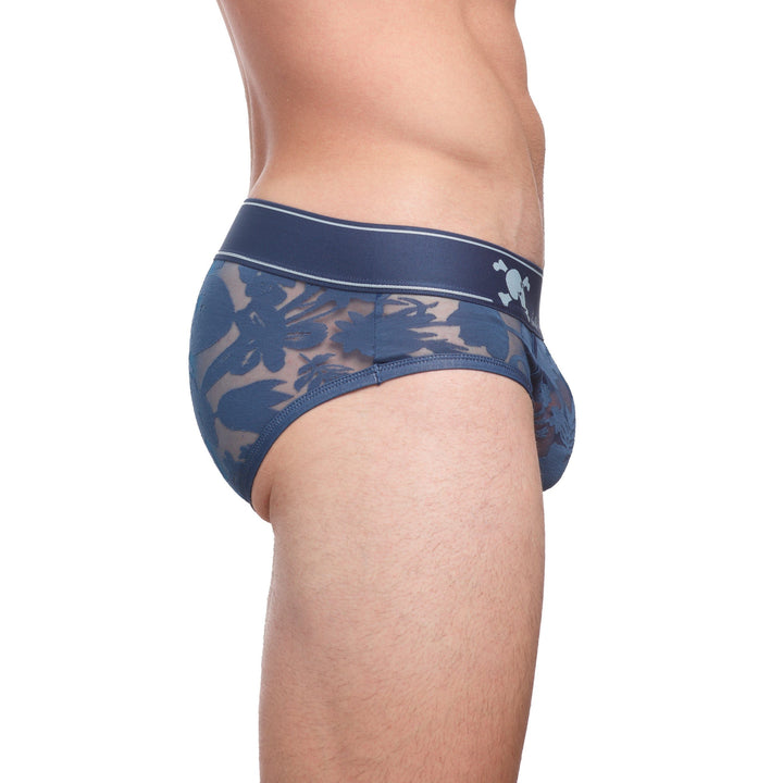 Dutch Floral Burnout Brief Blue