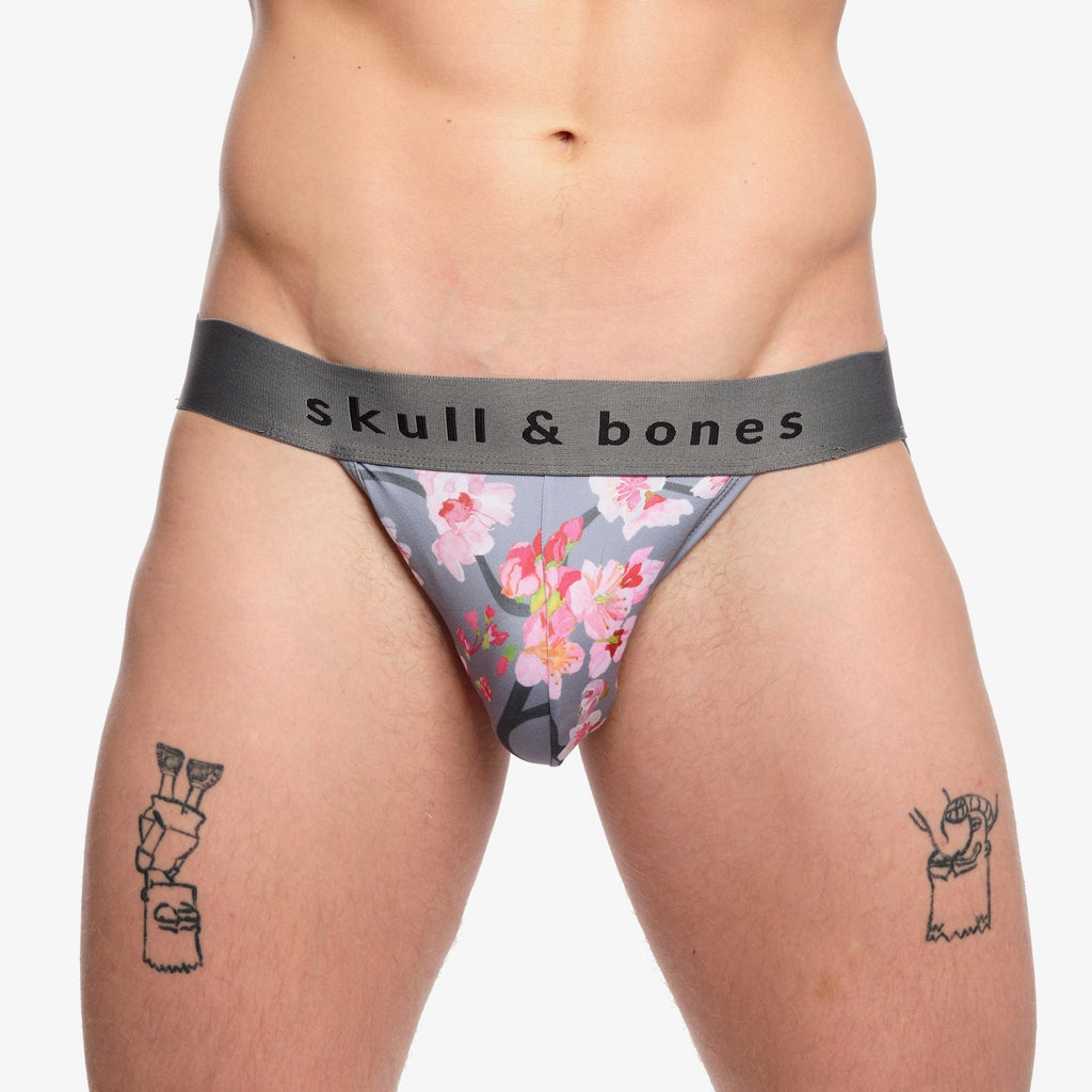 Skull & Bones Men's Jock Strap Underwear (Black Shark Print, Small