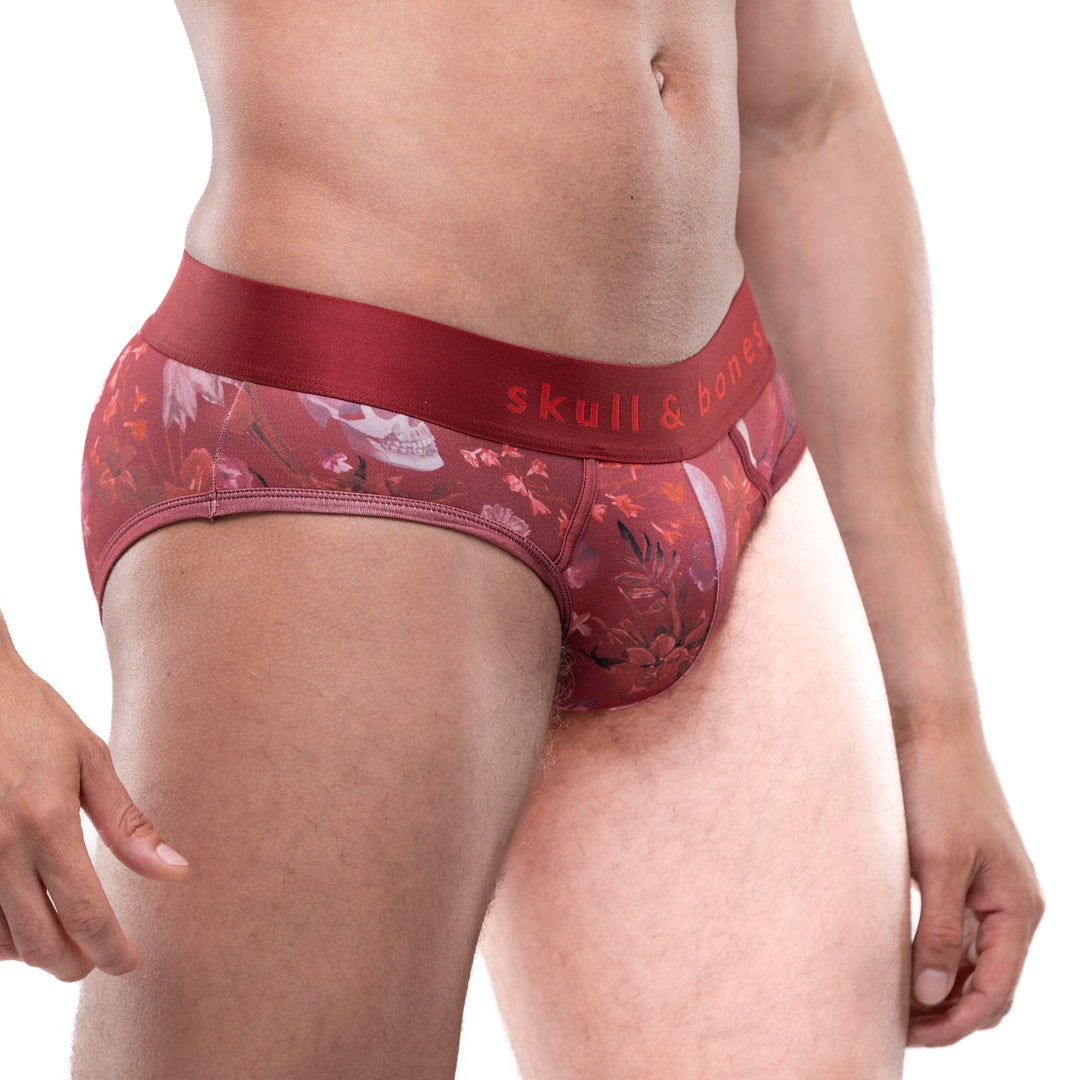 SKULL AND BONES DUTCH FLORAL RED BRIEF 