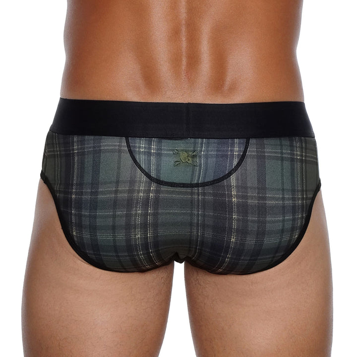 Skull and BonesOlive Noir Tartan Brief