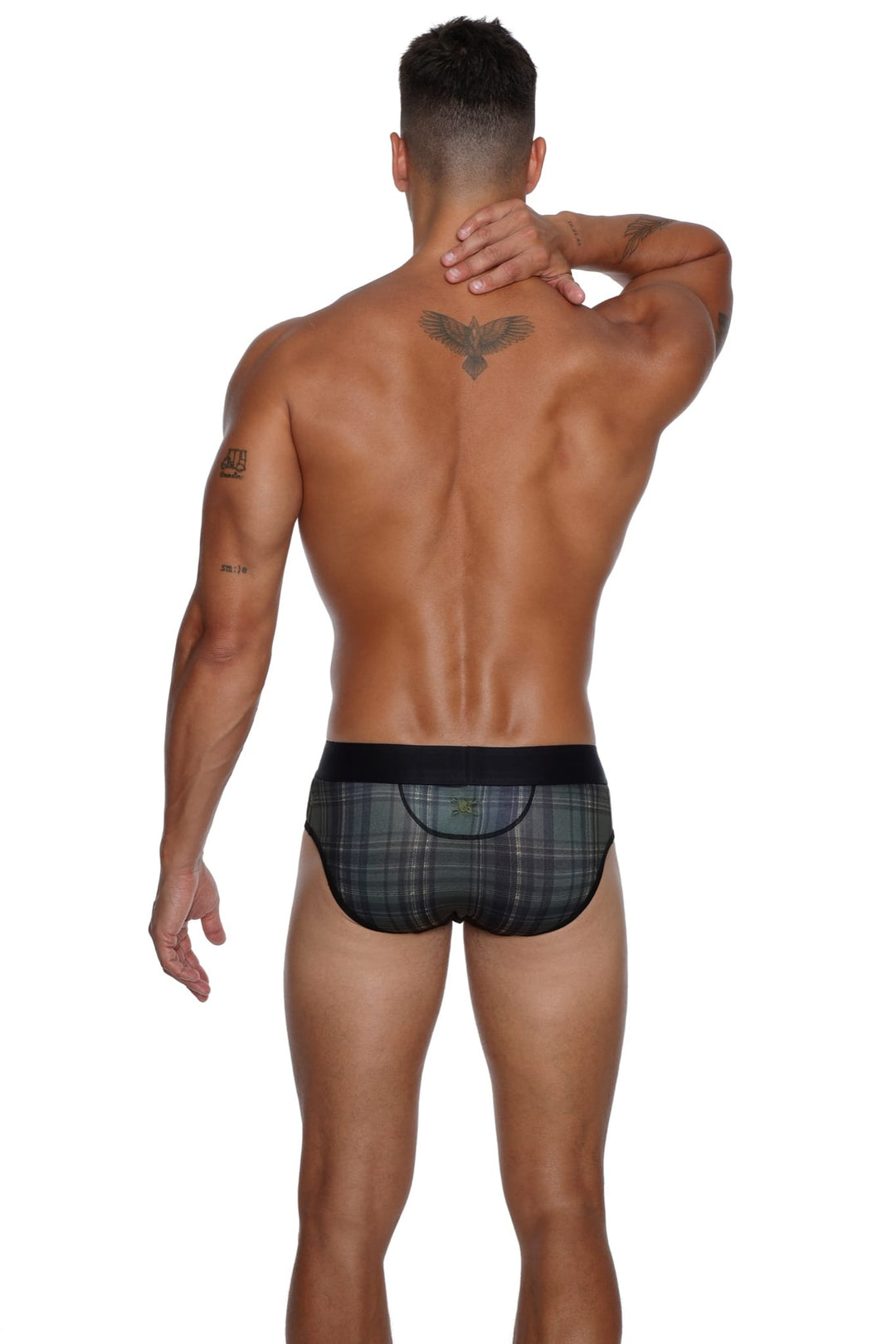 Skull and BonesOlive Noir Tartan Brief