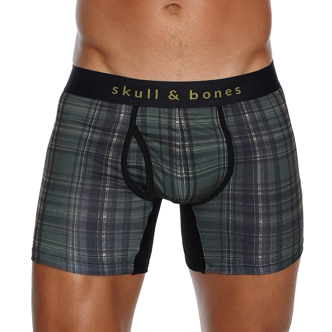 Skull and BonesOlive Noir Tartan Boxer Brief