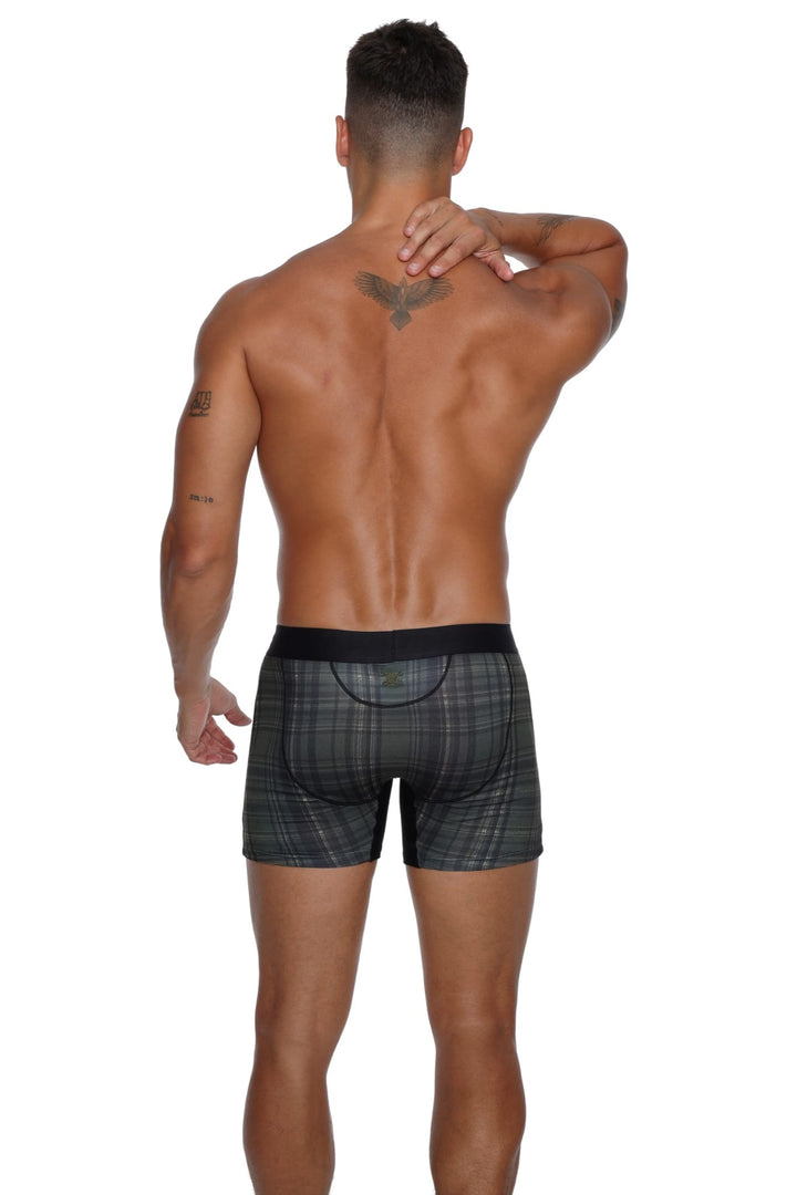 Skull and BonesOlive Noir Tartan Boxer Brief