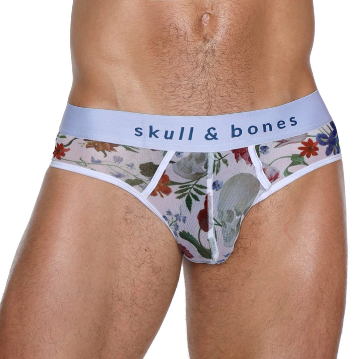 Dutch Floral Mesh Brief White