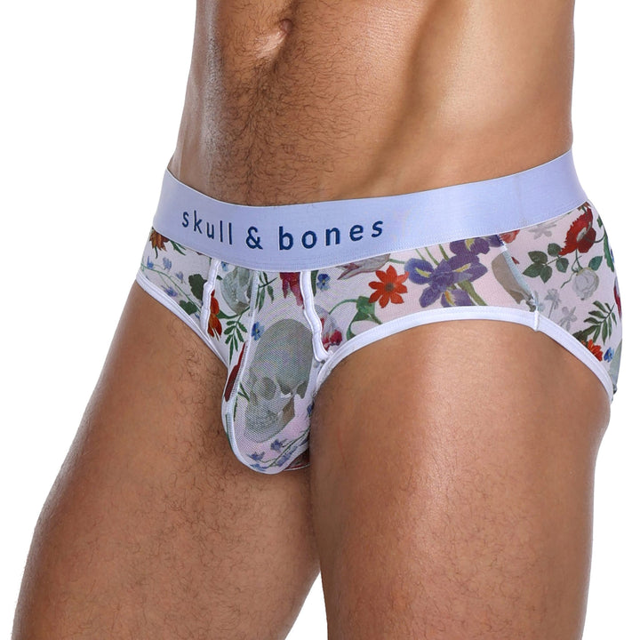 Dutch Floral Mesh Brief White
