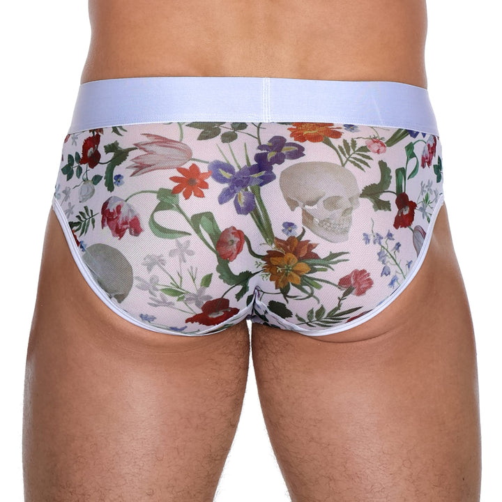 Dutch Floral Mesh Brief White