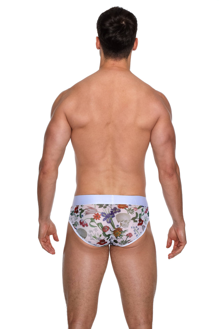 Dutch Floral Mesh Brief White