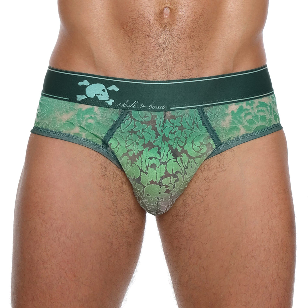 Skull and BonesDamask Ombre Burnout Green Brief