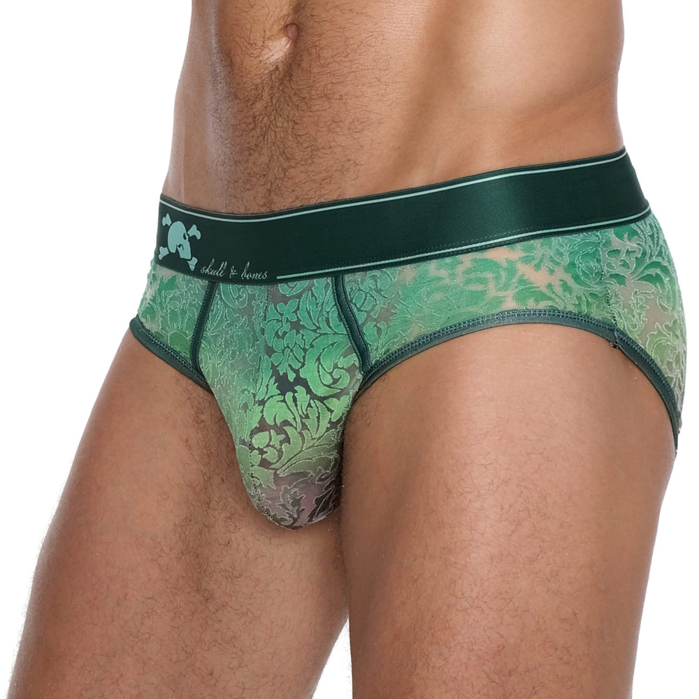 Skull and BonesDamask Ombre Burnout Green Brief