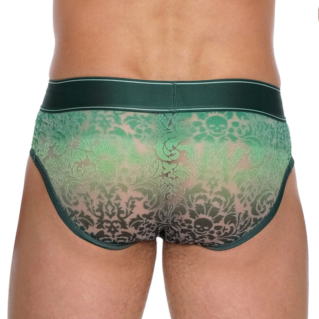 Skull and BonesDamask Ombre Burnout Green Brief