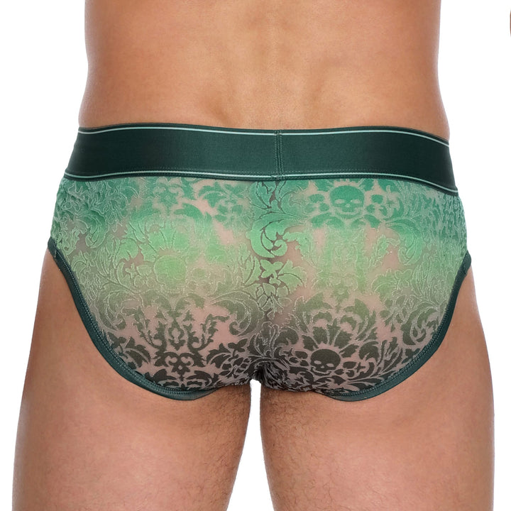 Skull and BonesDamask Ombre Burnout Green Brief