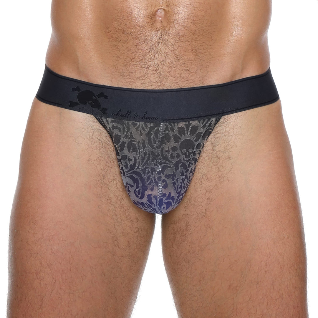 Skull and BonesDamask Ombre Burnout Grey Thong