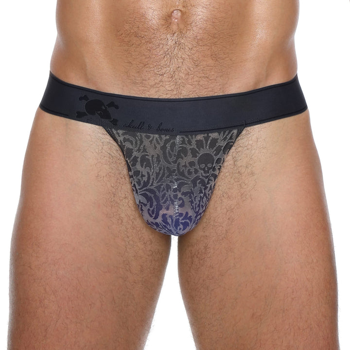 Skull and BonesDamask Ombre Burnout Grey Thong