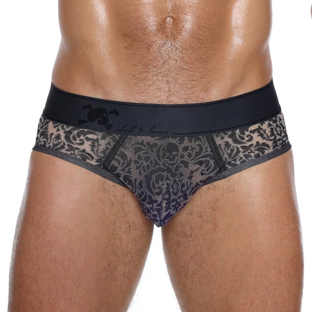 Skull and BonesDamask Ombre Burnout Grey Brief