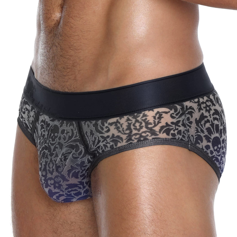 Skull and BonesDamask Ombre Burnout Grey Brief