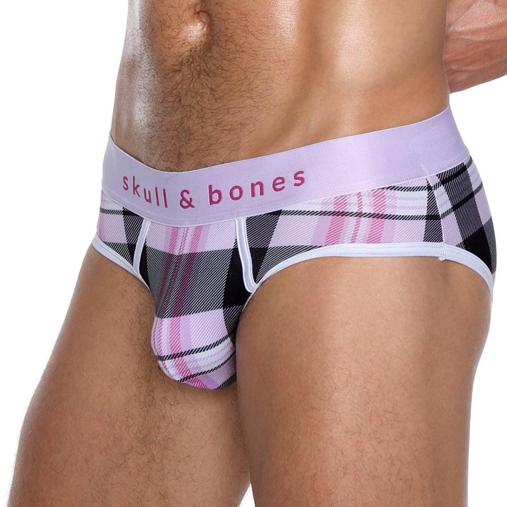 Skull and BonesNew Pink Plaid Brief