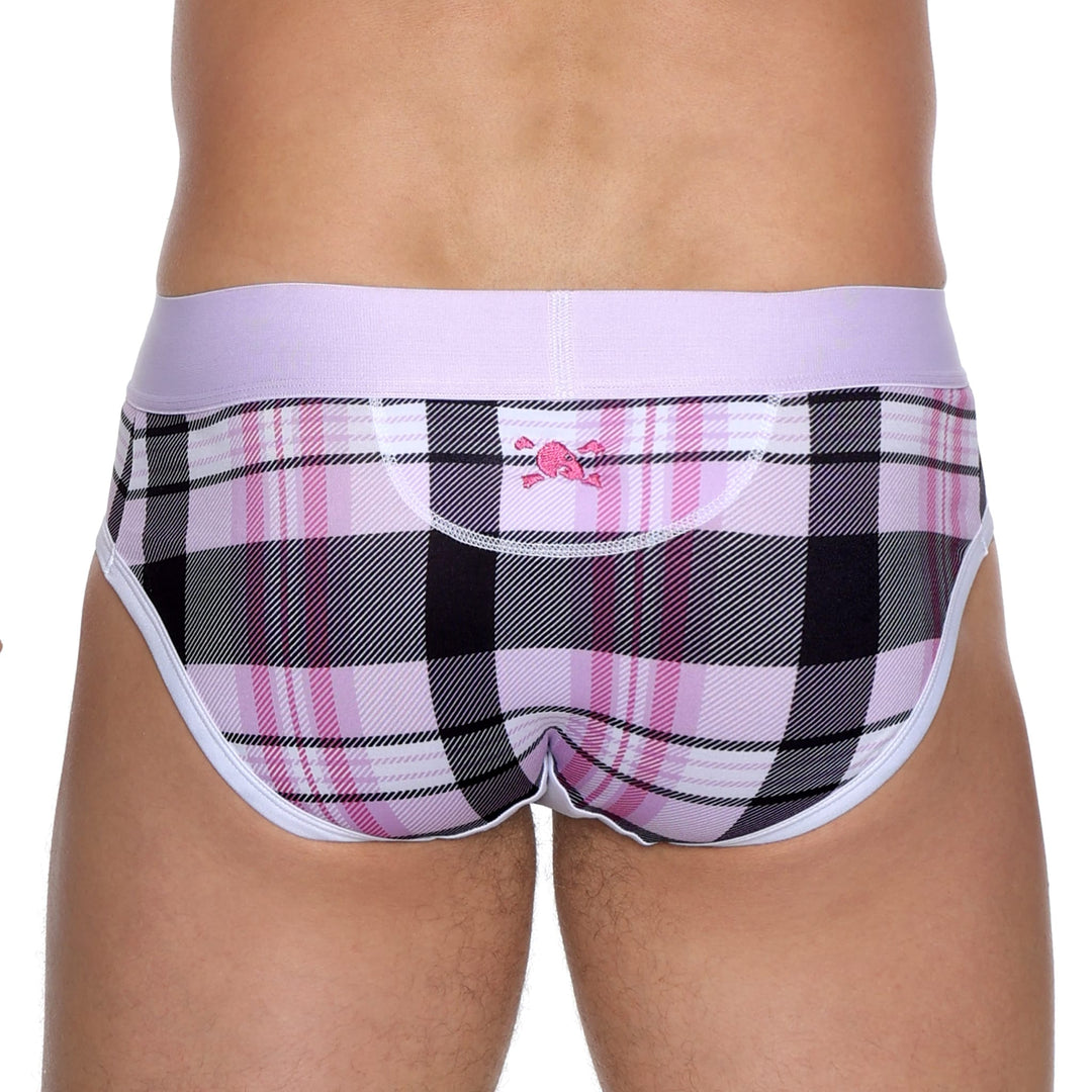 Skull and BonesNew Pink Plaid Brief
