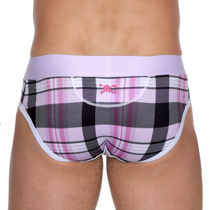 Skull and BonesNew Pink Plaid Brief