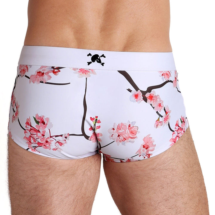 Cherry Blossom White Swim Trunks