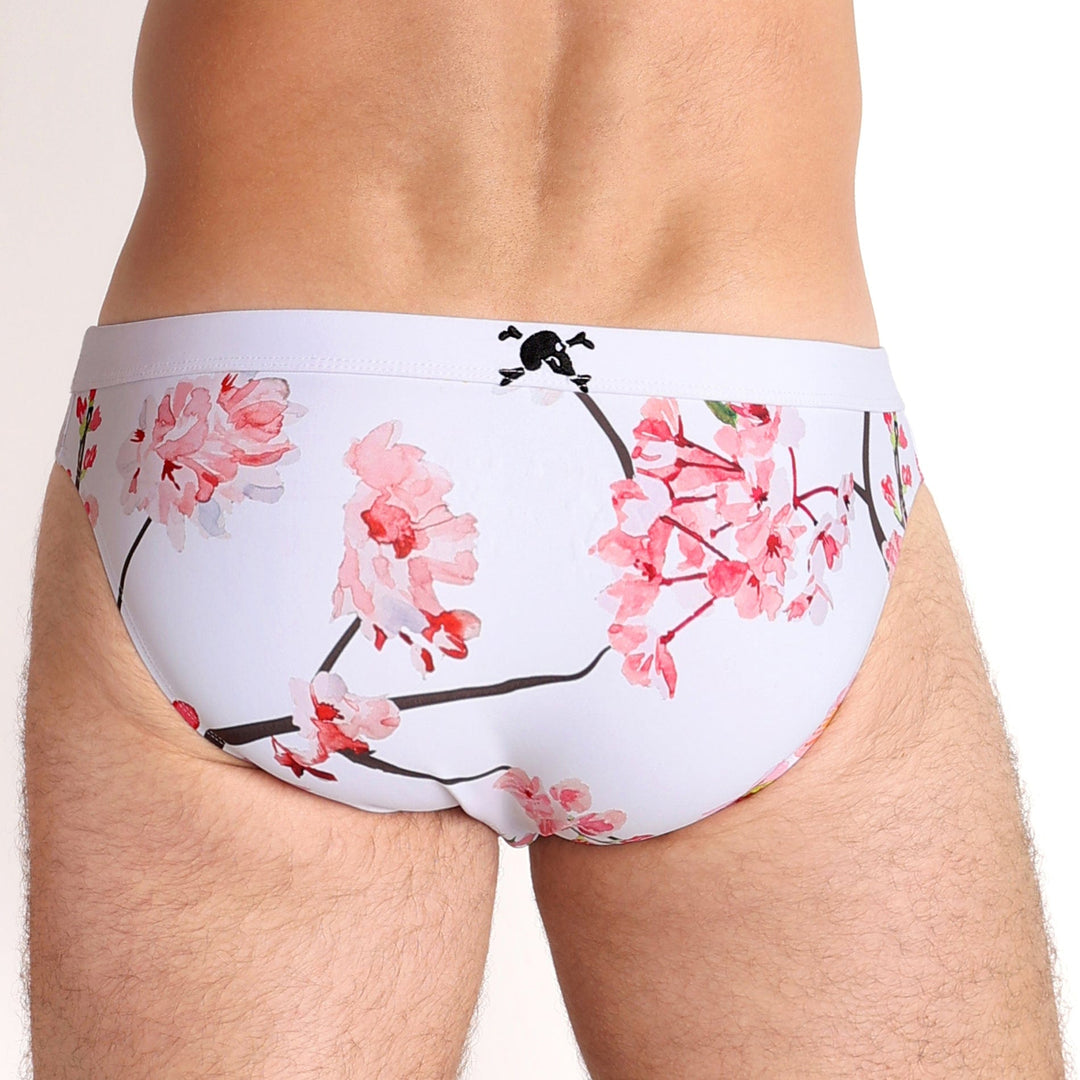 Cherry Blossom White Swim Brief