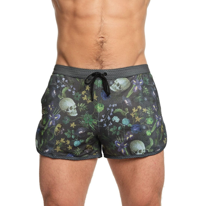 Hand Painted Dutch Floral Mesh Short Green