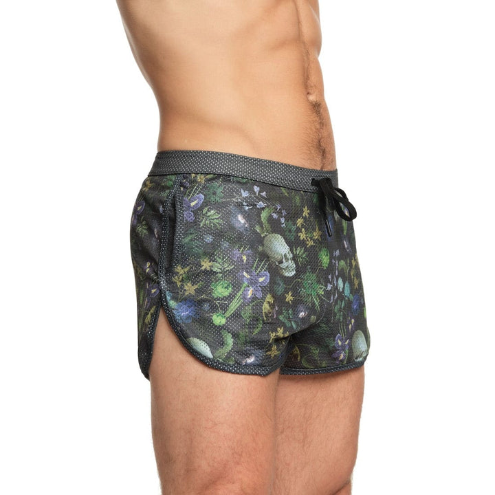 Hand Painted Dutch Floral Mesh Short Green