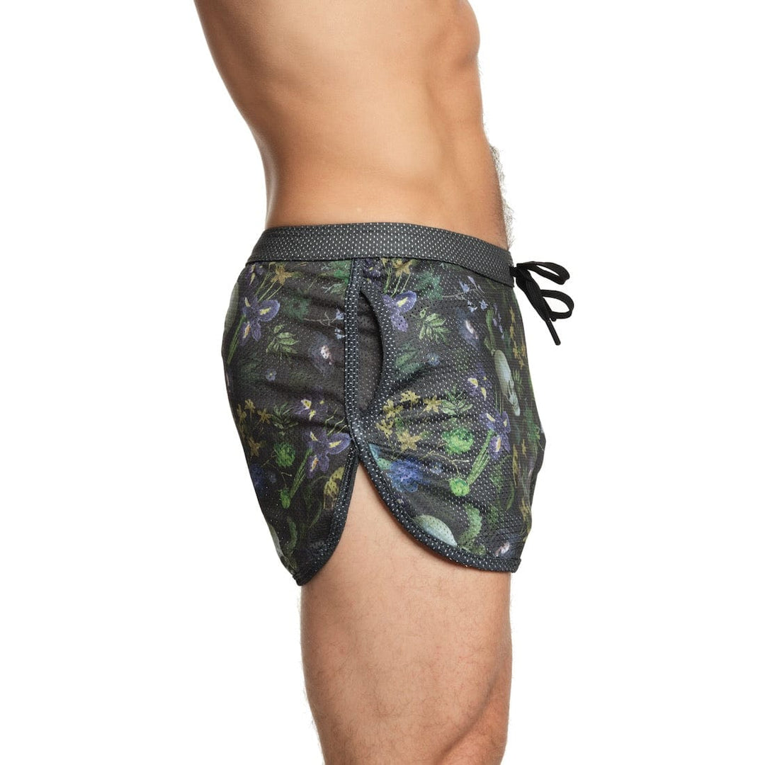 Hand Painted Dutch Floral Mesh Short Green