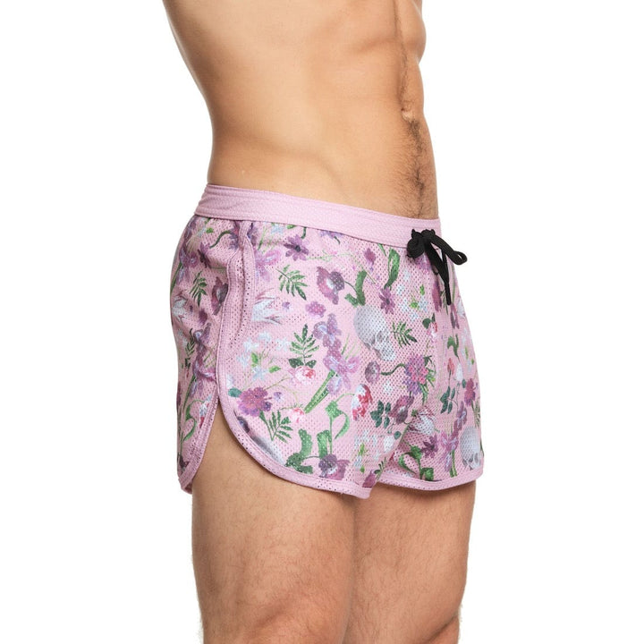 Hand Painted Dutch Floral Mesh Short Pink