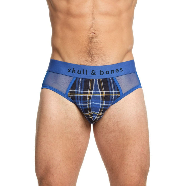 Blue Tartan Sheer Mesh Brief