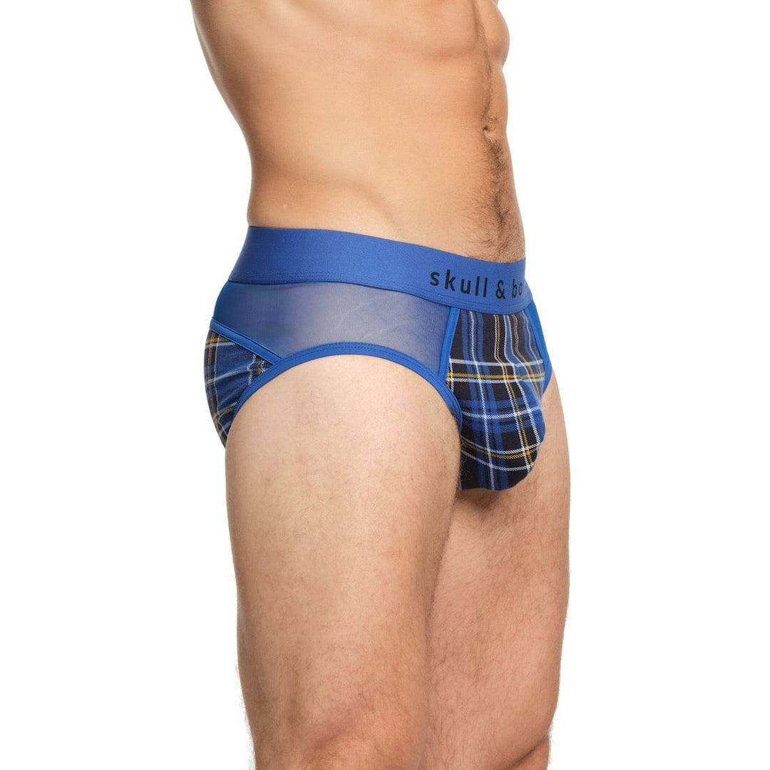 Blue Tartan Sheer Mesh Brief