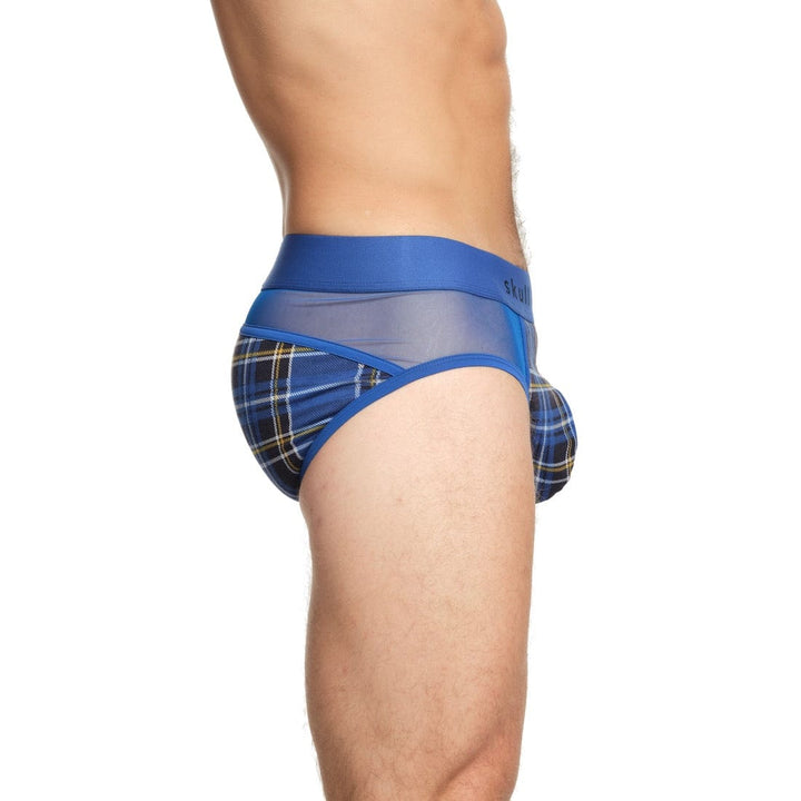 Blue Tartan Sheer Mesh Brief