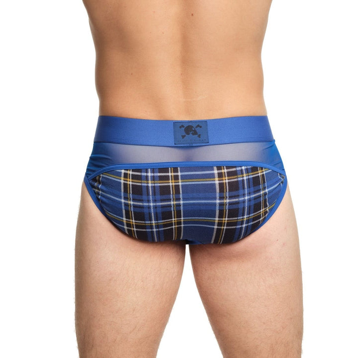 Blue Tartan Sheer Mesh Brief